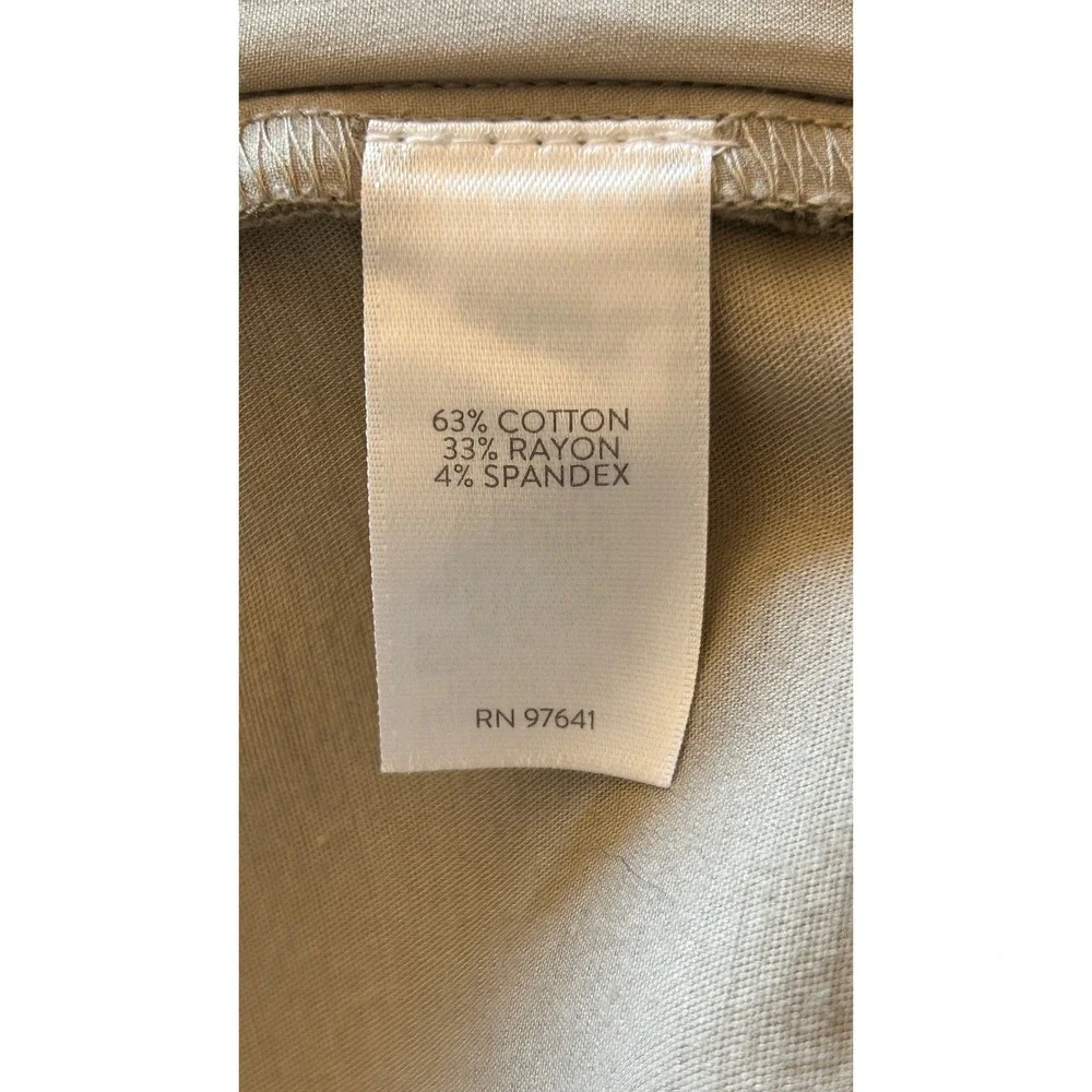 J. Jill Career Pants Sz 14 Tan Essential Cotton-Stretch Side Zip Khaki